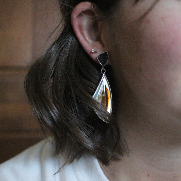Montana Agate and Black Druzy Earrings